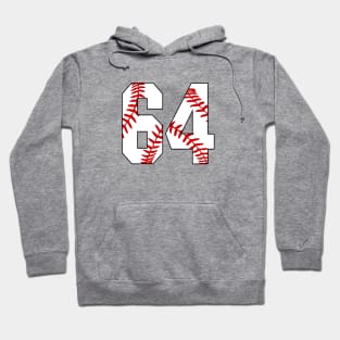 Baseball Number 64 #64 Baseball Shirt Jersey Favorite Player Biggest Fan Hoodie